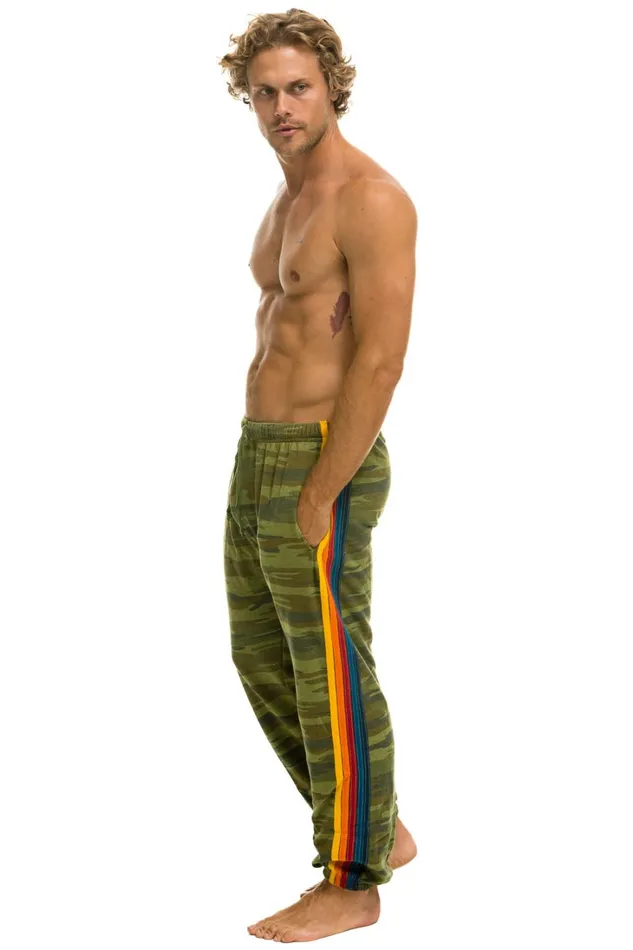 Men Bottoms Aviator Nation 5 STRIPE SWEATPANTS 8211 CAMO