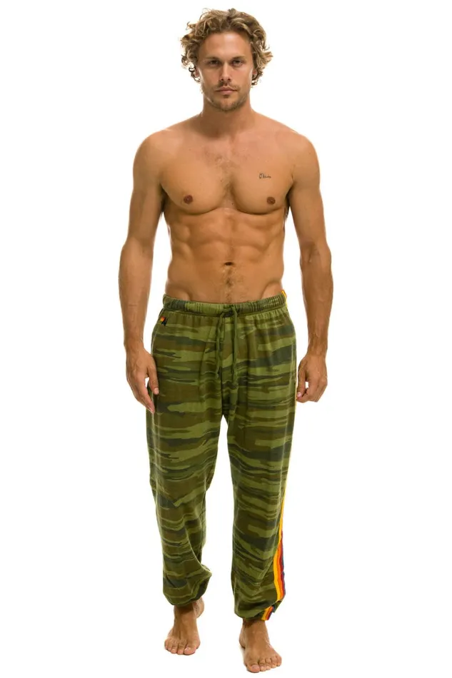 Men Bottoms Aviator Nation 5 STRIPE SWEATPANTS 8211 CAMO Men Bottoms Aviator Nation 5 STRIPE SWEATPANTS 8211 CAMO