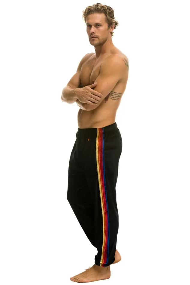 Men Bottoms Aviator Nation CLASSIC VELVET SWEATPANTS 8211 BLACK