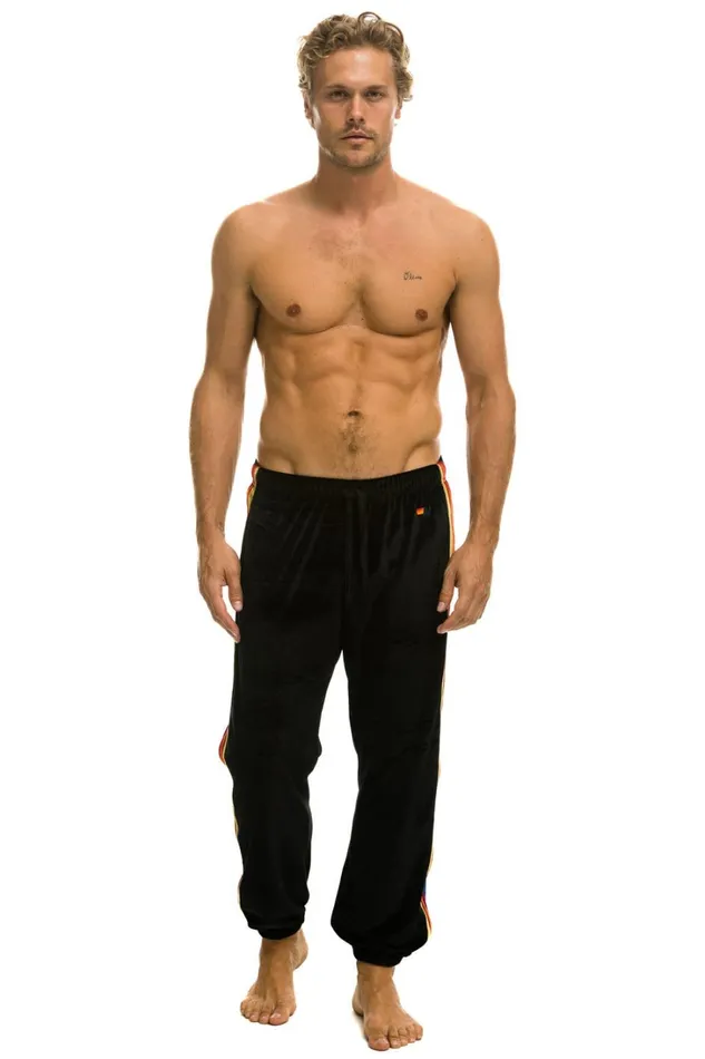 Men Bottoms Aviator Nation CLASSIC VELVET SWEATPANTS 8211 BLACK