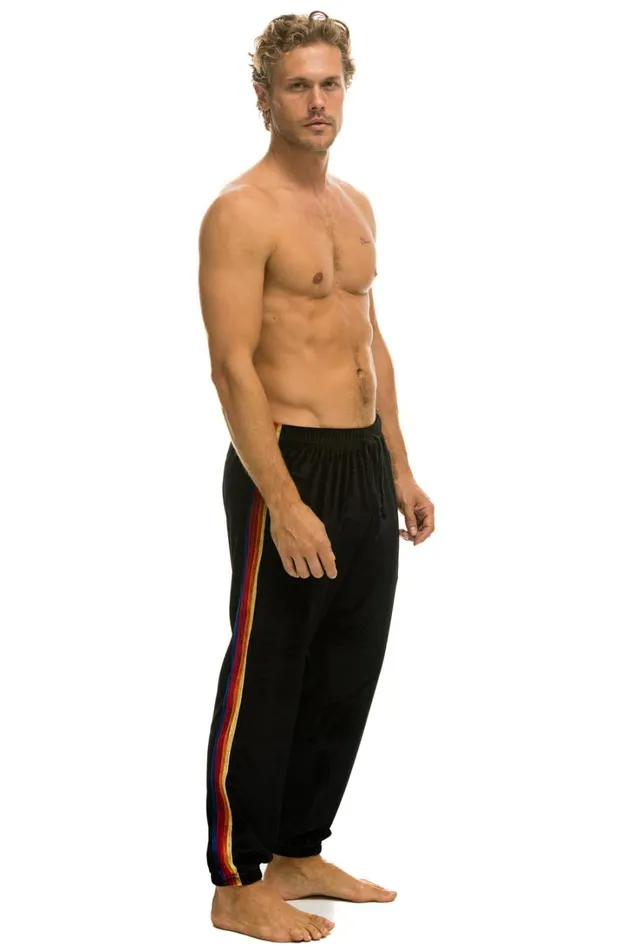 Men Bottoms Aviator Nation CLASSIC VELVET SWEATPANTS 8211 BLACK