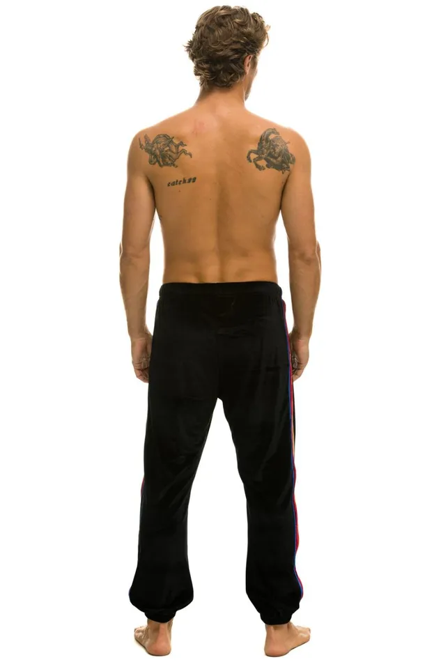 Men Bottoms Aviator Nation CLASSIC VELVET SWEATPANTS 8211 BLACK