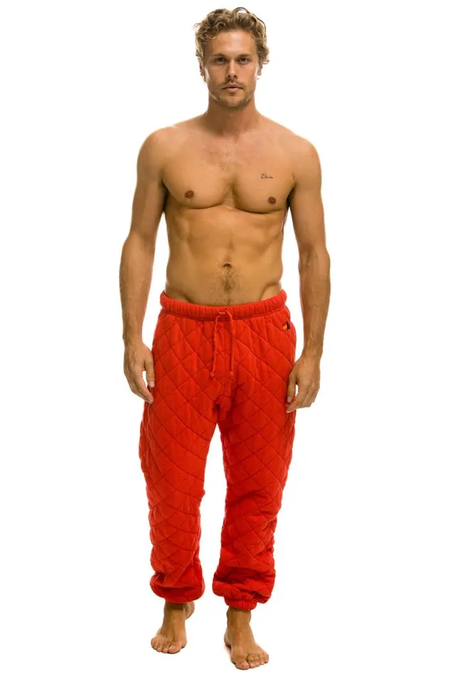 Men Bottoms Aviator Nation QUILTED SWEATPANTS 8211 RED