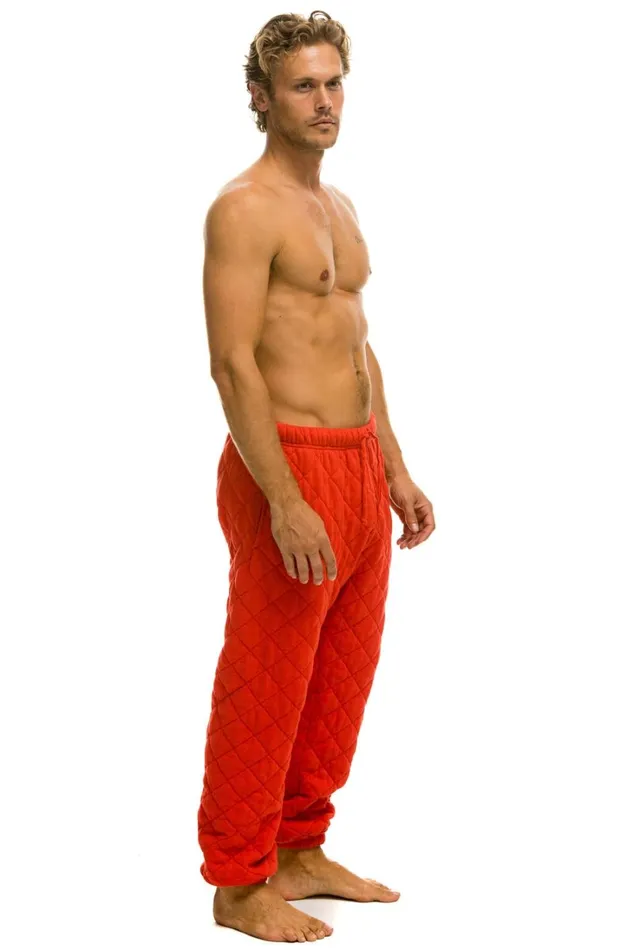 Men Bottoms Aviator Nation QUILTED SWEATPANTS 8211 RED Men Bottoms Aviator Nation QUILTED SWEATPANTS 8211 RED