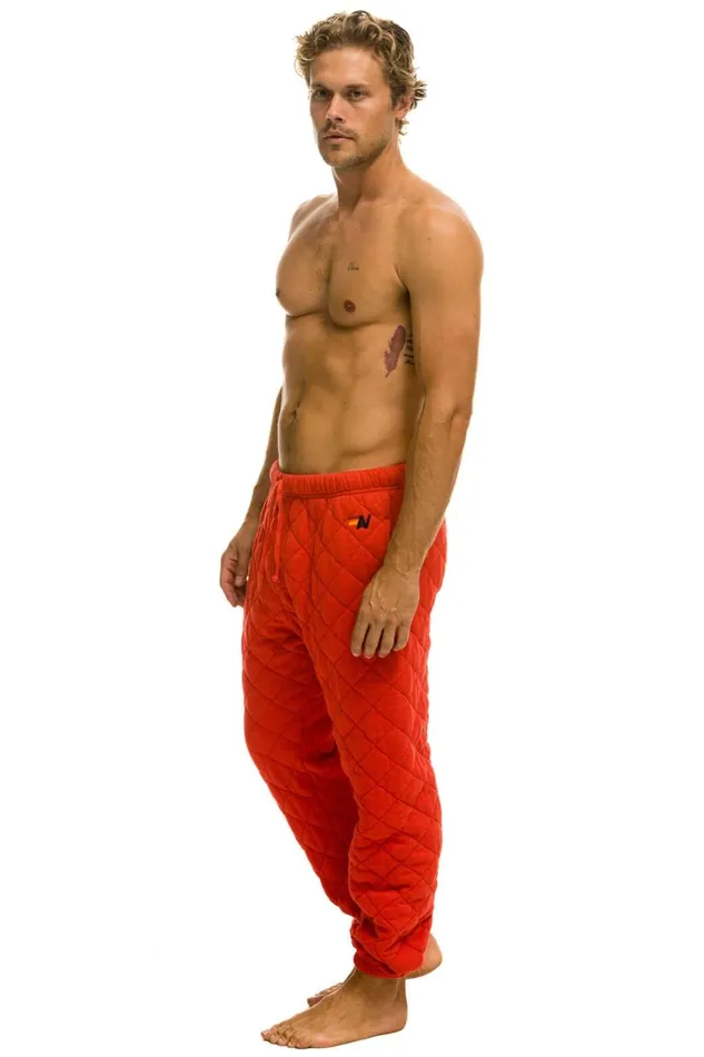 Men Bottoms Aviator Nation QUILTED SWEATPANTS 8211 RED Men Bottoms Aviator Nation QUILTED SWEATPANTS 8211 RED