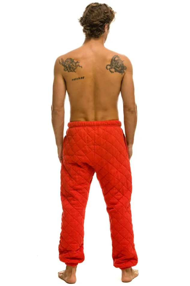 Men Bottoms Aviator Nation QUILTED SWEATPANTS 8211 RED Men Bottoms Aviator Nation QUILTED SWEATPANTS 8211 RED