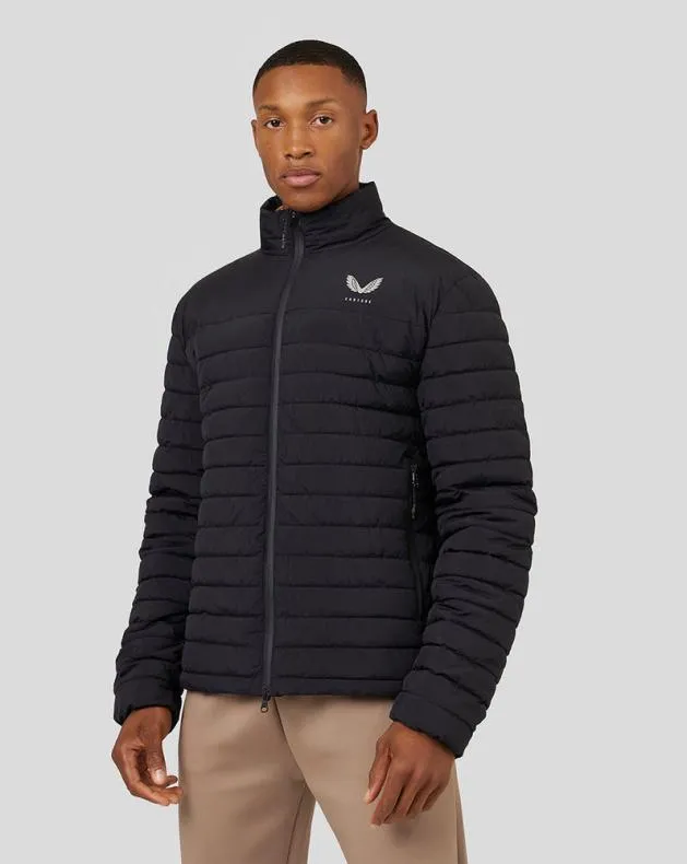 Men Castore Jackets Travel Long Sleeve Lightweight Hooded Puffer Jacket 8211 Black