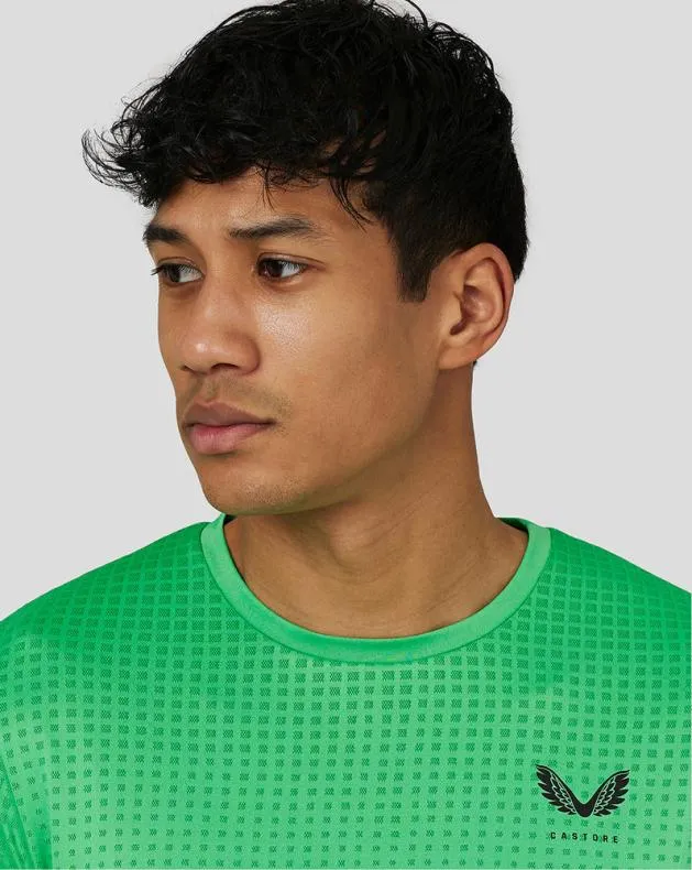 Men Castore Tops Flow Short Sleeve Knit TShirt 8211 Lime