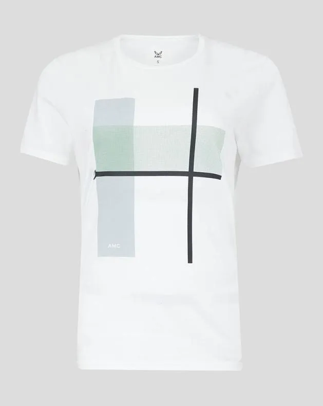 Men Castore Tops White AMC WoAbstract Court Print Tee
