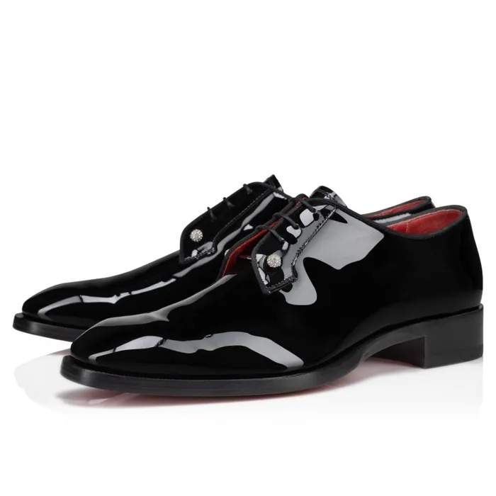 Men Chambeliss Night Strass Derbies 8211 Patent Calf Leather And Collar Pin 8211 Black Christian Louboutin Buckles and Laceups