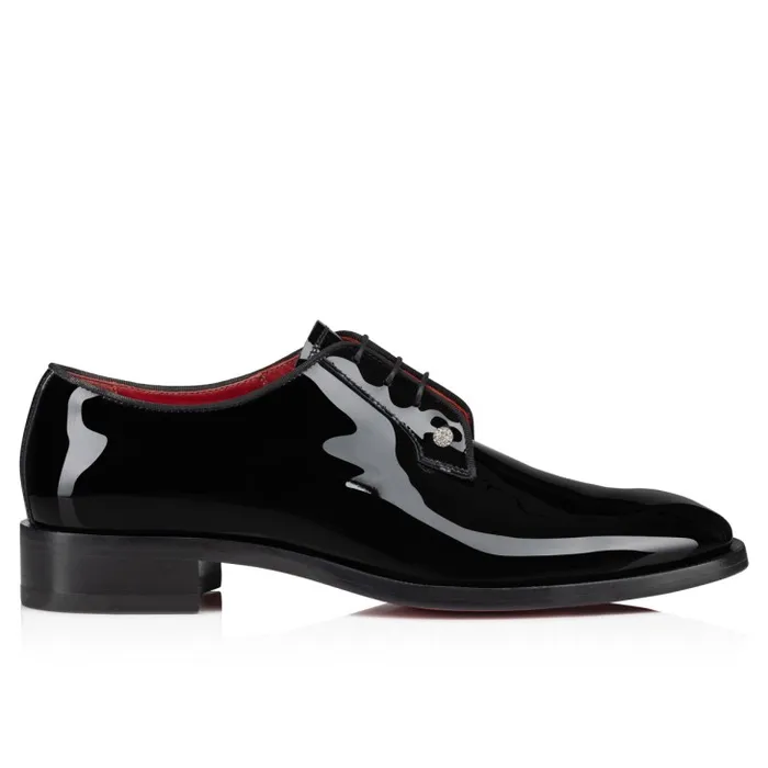 Men Chambeliss Night Strass Derbies 8211 Patent Calf Leather And Collar Pin 8211 Black Christian Louboutin Buckles and Laceups