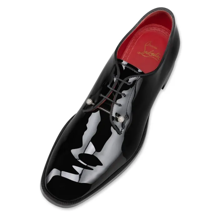 Men Chambeliss Night Strass Derbies 8211 Patent Calf Leather And Collar Pin 8211 Black Christian Louboutin Buckles and Laceups