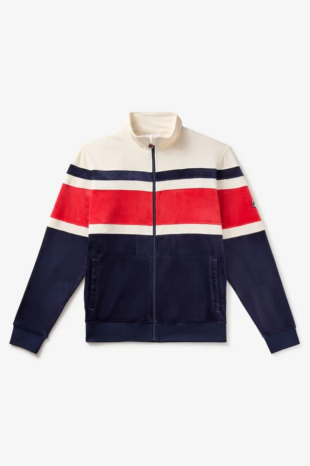 Men Coats and Jackets Fila Smart Retro Velour Blocked Track Jacket 488 Fila Navygardeniafila Red