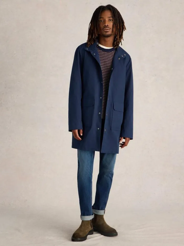 Men Commuter Mac Dark Navy White Stuff Coats and Jackets