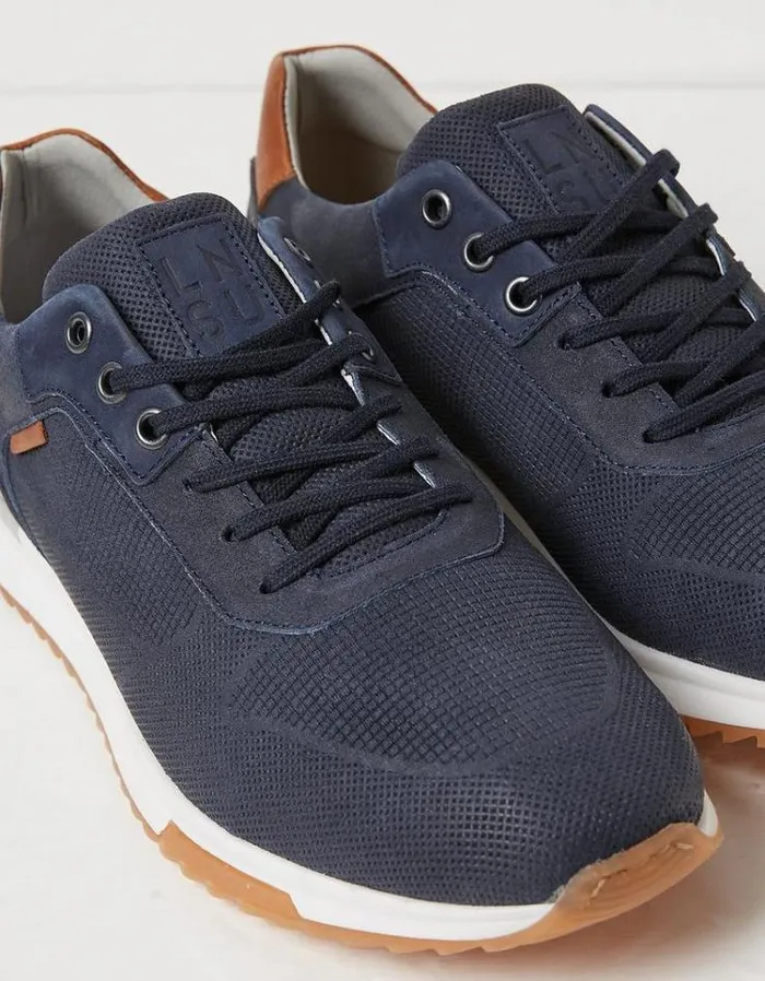 Men FatFace Festival Collection Wells Leather Trainers Navy