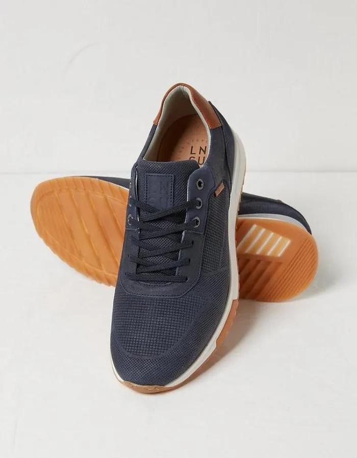 Men FatFace Festival Collection Wells Leather Trainers Navy