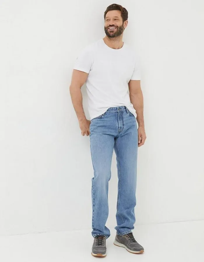 Men FatFace Jeans Straight Fit Jeans Light Denim Blue