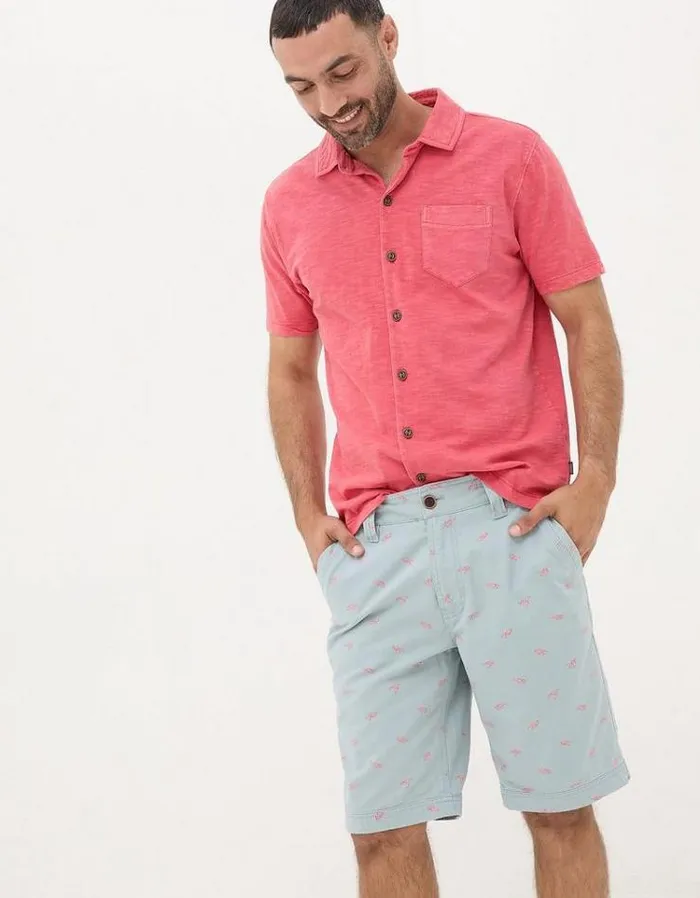 Men FatFace Shorts Cove Lobster Print Shorts Light Blue