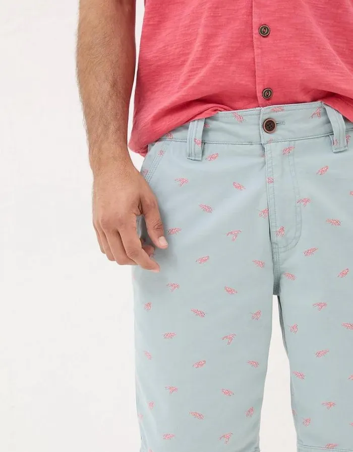 Men FatFace Shorts Cove Lobster Print Shorts Light Blue