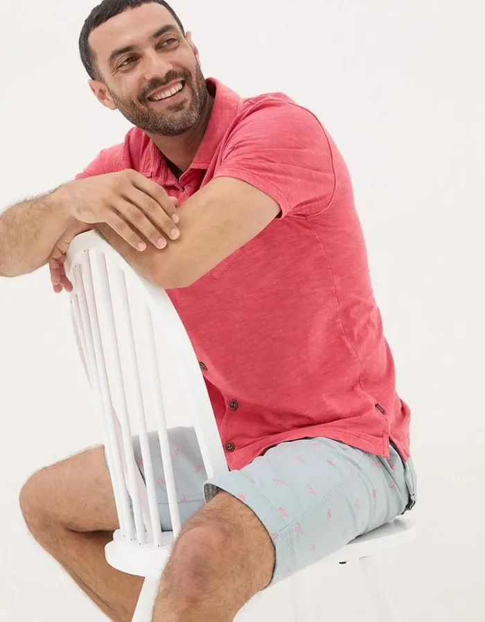 Men FatFace Shorts Cove Lobster Print Shorts Light Blue