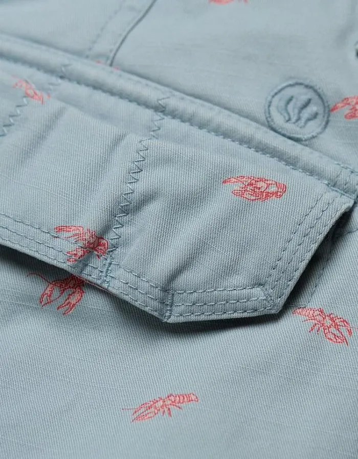 Men FatFace Shorts Cove Lobster Print Shorts Light Blue