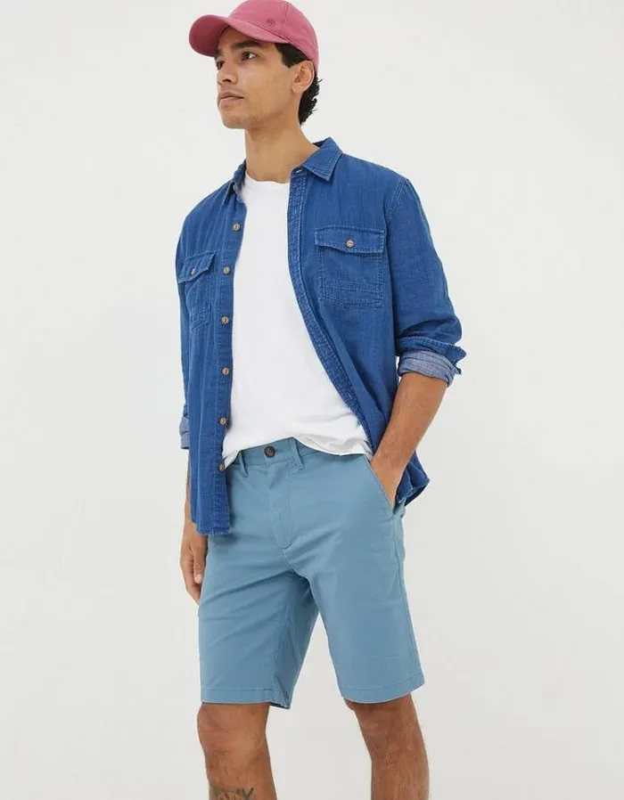 Men FatFace Shorts Mawes Chino Shorts Washed Blue