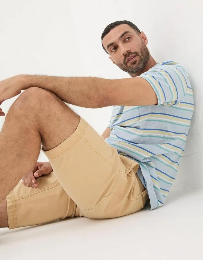 Men FatFace Shorts Stow Mineral Dye Chino Shorts Natural