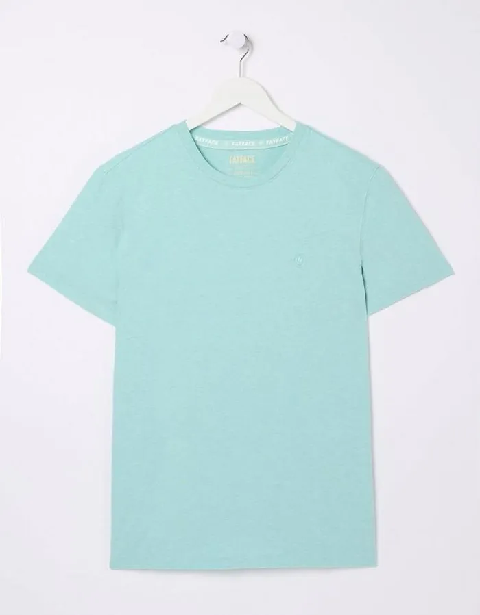 Men FatFace TShirts Lulworth Organic Crew T Shirt Turquoise Blue
