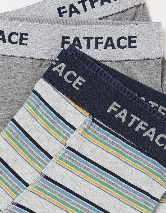 Men FatFace Underwear and Socks 2 Pack Eype Stripe Boxers Grey Marl