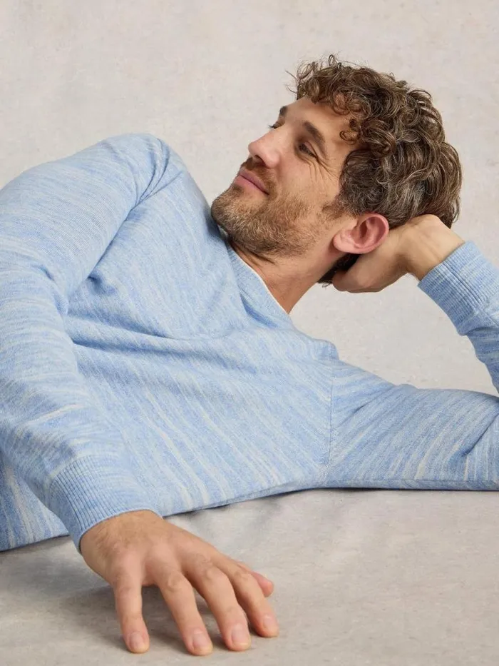 Men Henderson Spacedye Jumper Light Blue White Stuff Knitwear