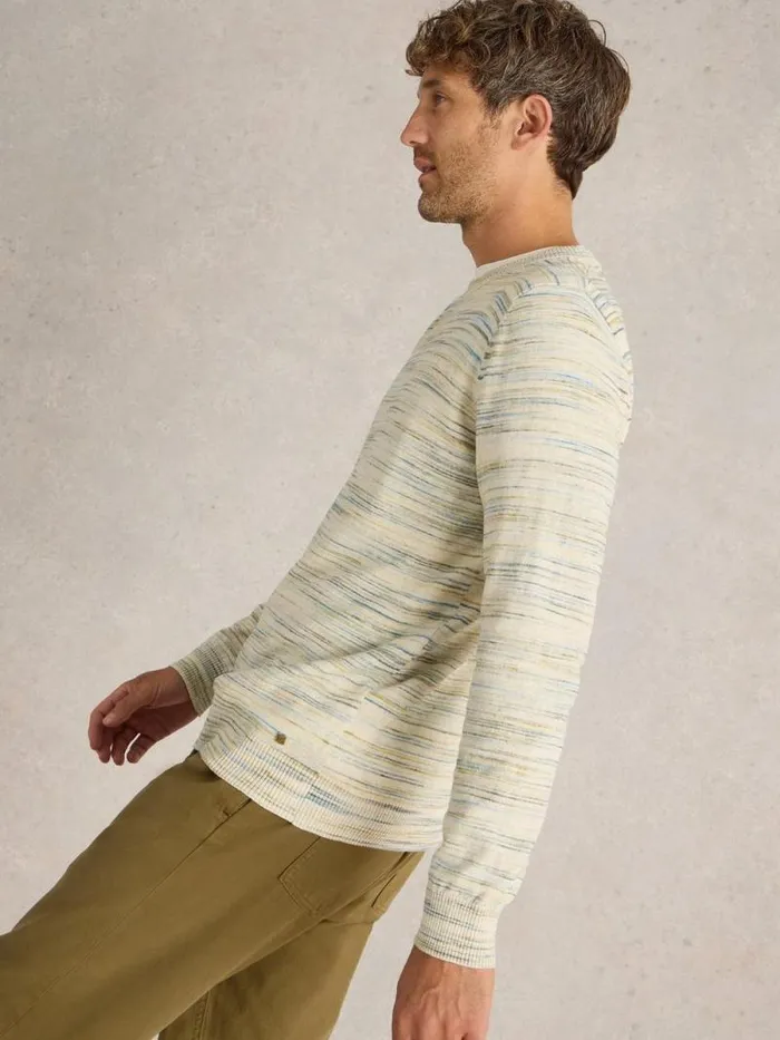 Men Henderson Spacedye Jumper Natural Multi White Stuff Knitwear