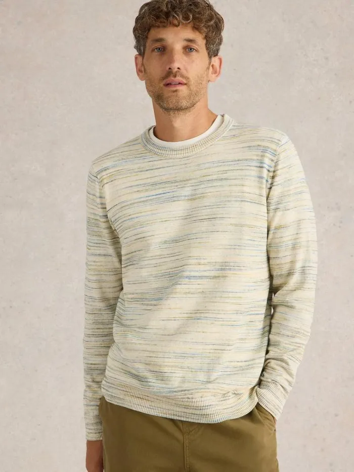 Men Henderson Spacedye Jumper Natural Multi White Stuff Knitwear