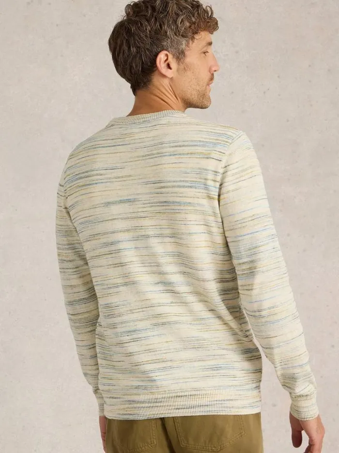 Men Henderson Spacedye Jumper Natural Multi White Stuff Knitwear