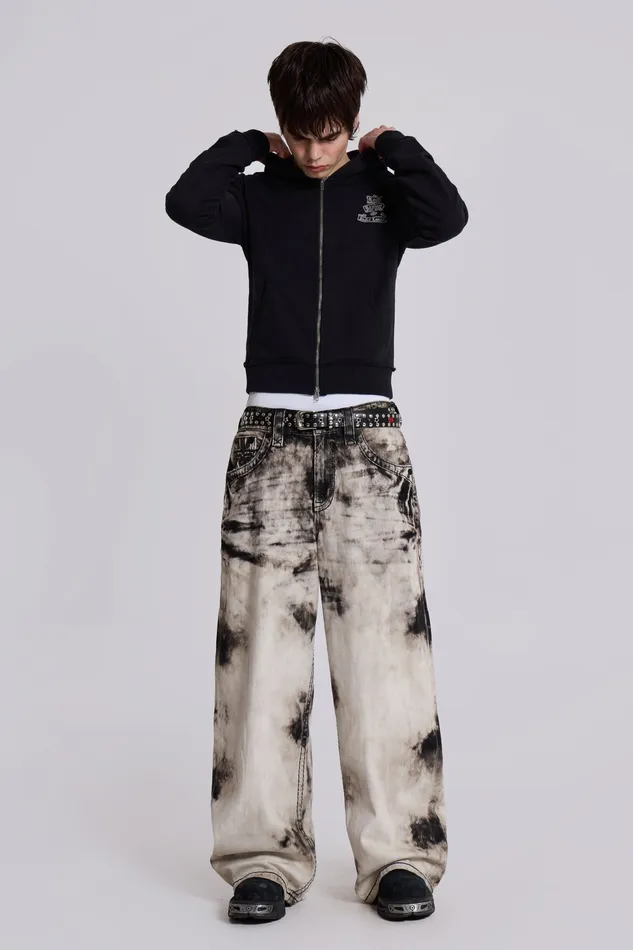 Men Jaded London Shop Rock Revival Diamante Mini Monster Hoodie Loungewear