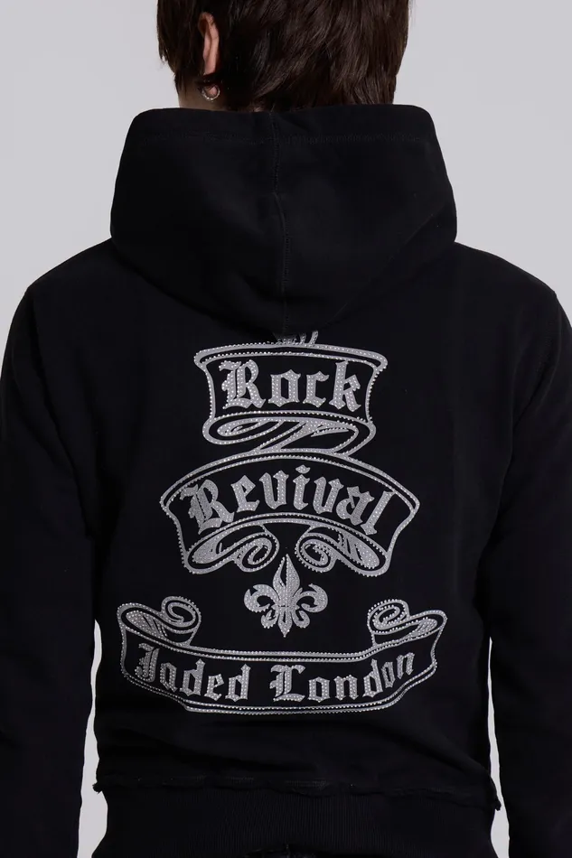 Men Jaded London Shop Rock Revival Diamante Mini Monster Hoodie Loungewear