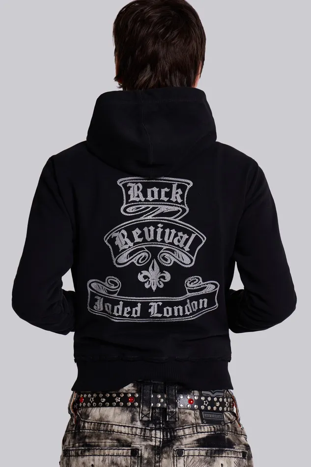 Men Jaded London Shop Rock Revival Diamante Mini Monster Hoodie Loungewear