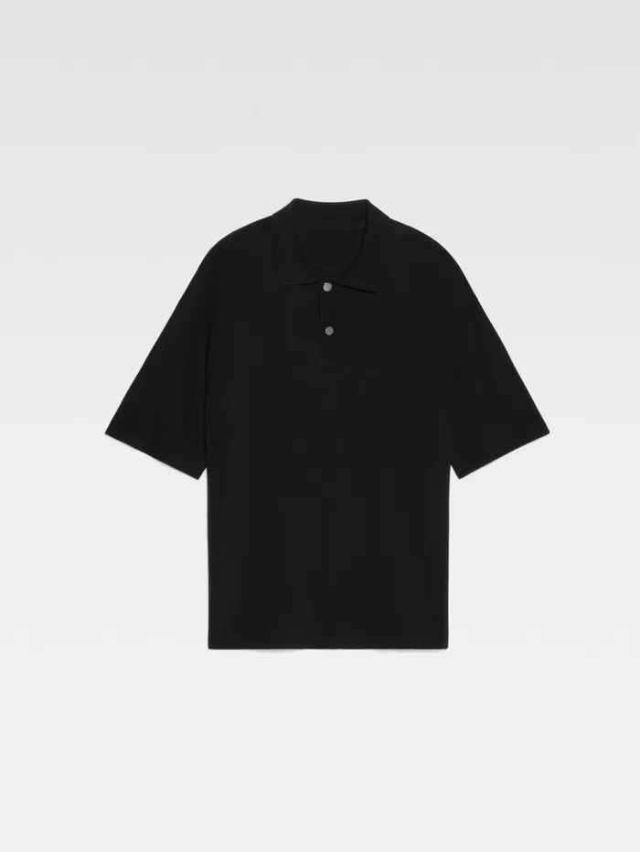 Men Knits JACQUEMUS The Knit Polo Shirt Black Men Knits JACQUEMUS The Knit Polo Shirt Black