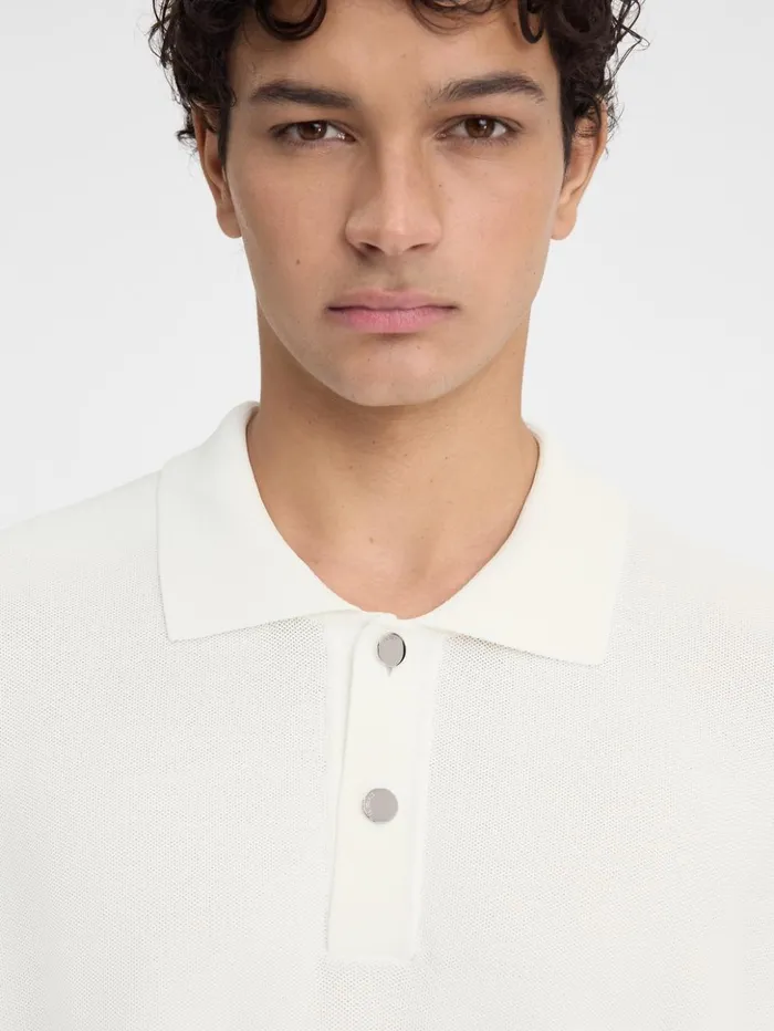 Men Knits JACQUEMUS The Knit Polo Shirt Offwhite Men Knits JACQUEMUS The Knit Polo Shirt Offwhite