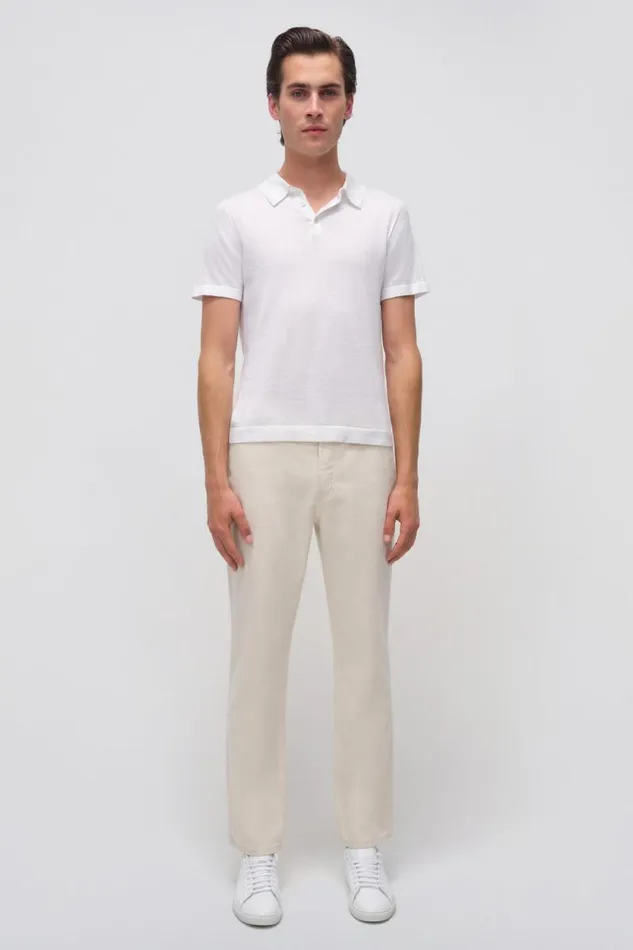 Men Knitwear Jonathan Simkhai Barron Polo Ivory Polo Shirt