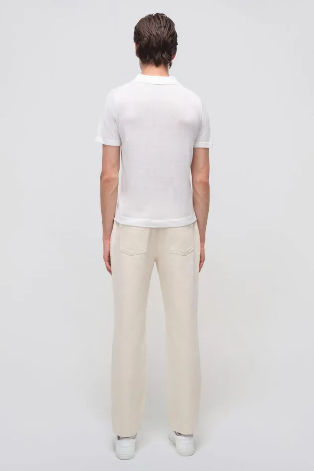 Men Knitwear Jonathan Simkhai Barron Polo Ivory Polo Shirt Men Knitwear Jonathan Simkhai Barron Polo Ivory Polo Shirt