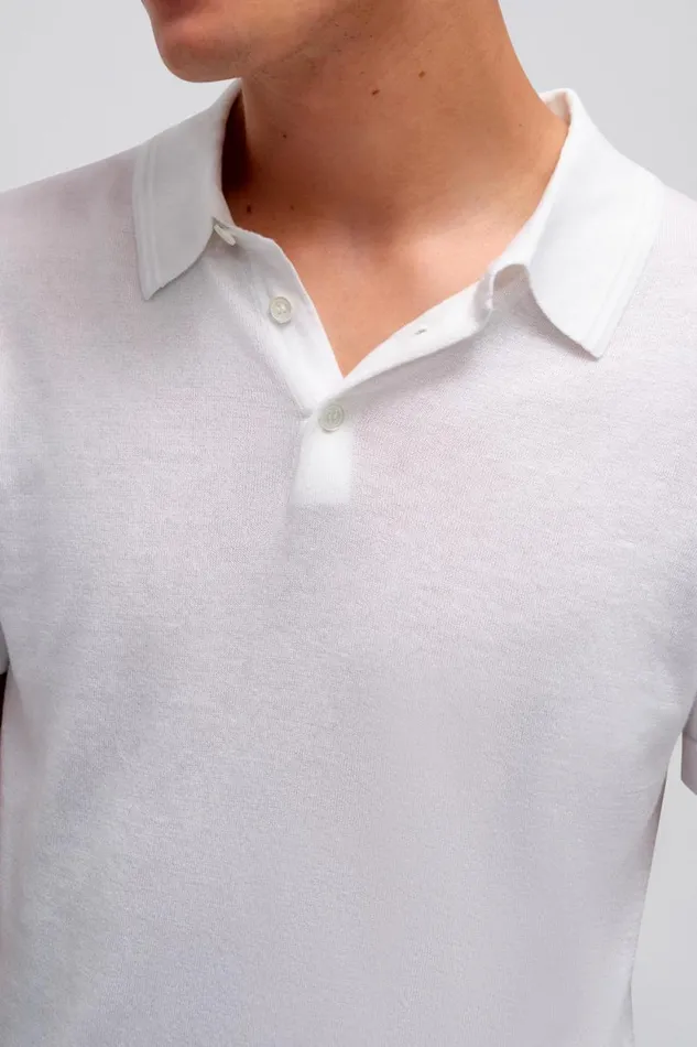Men Knitwear Jonathan Simkhai Barron Polo Ivory Polo Shirt Men Knitwear Jonathan Simkhai Barron Polo Ivory Polo Shirt
