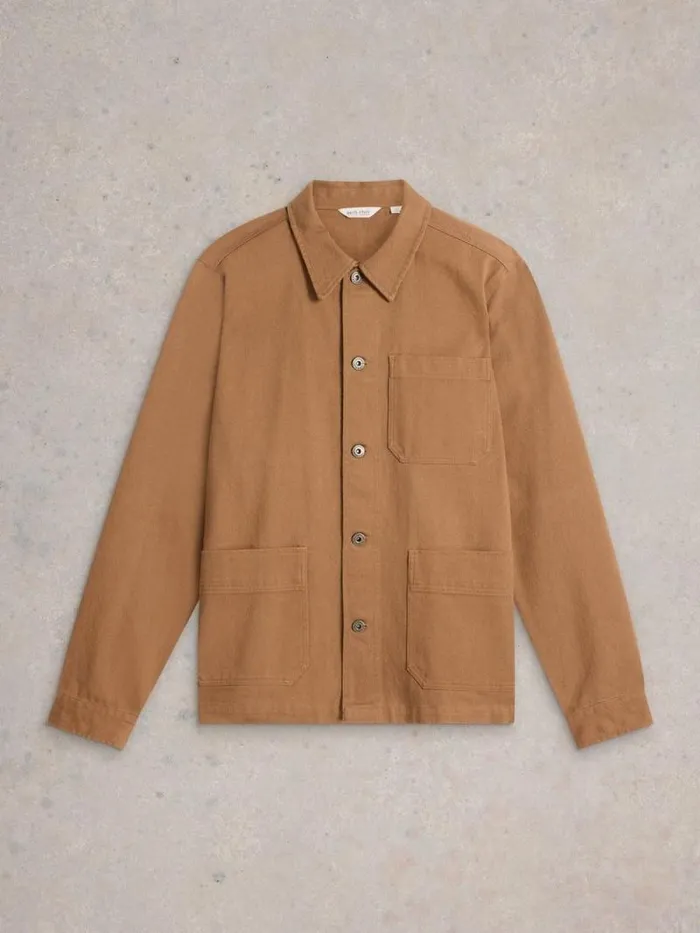 Men Kynman Workwear Cotton Jacket Dark Tan White Stuff Coats and Jackets