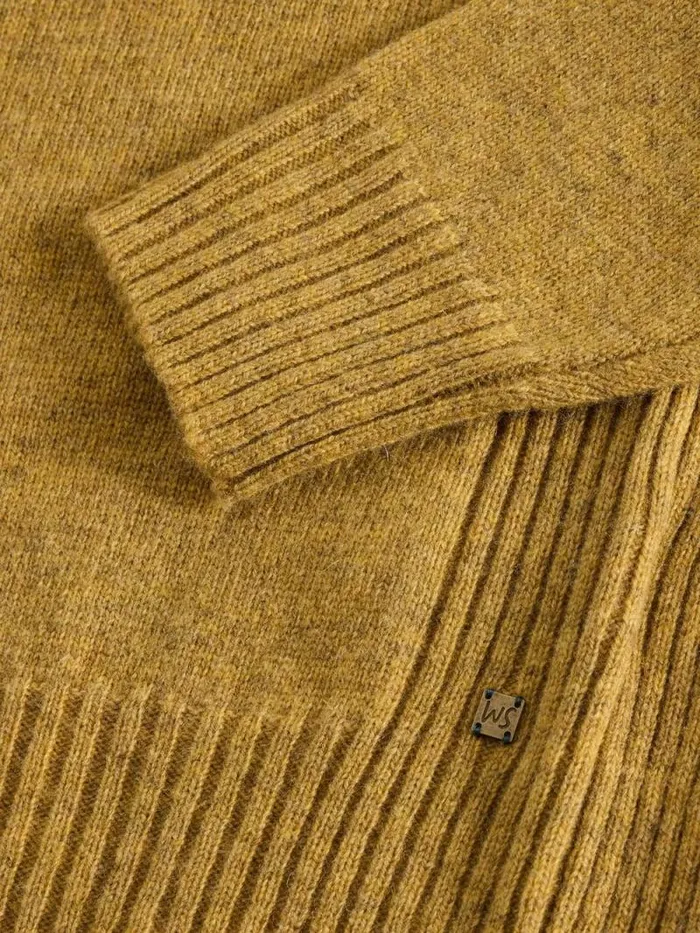 Men Lambswool Henley Dark Yellow White Stuff Knitwear