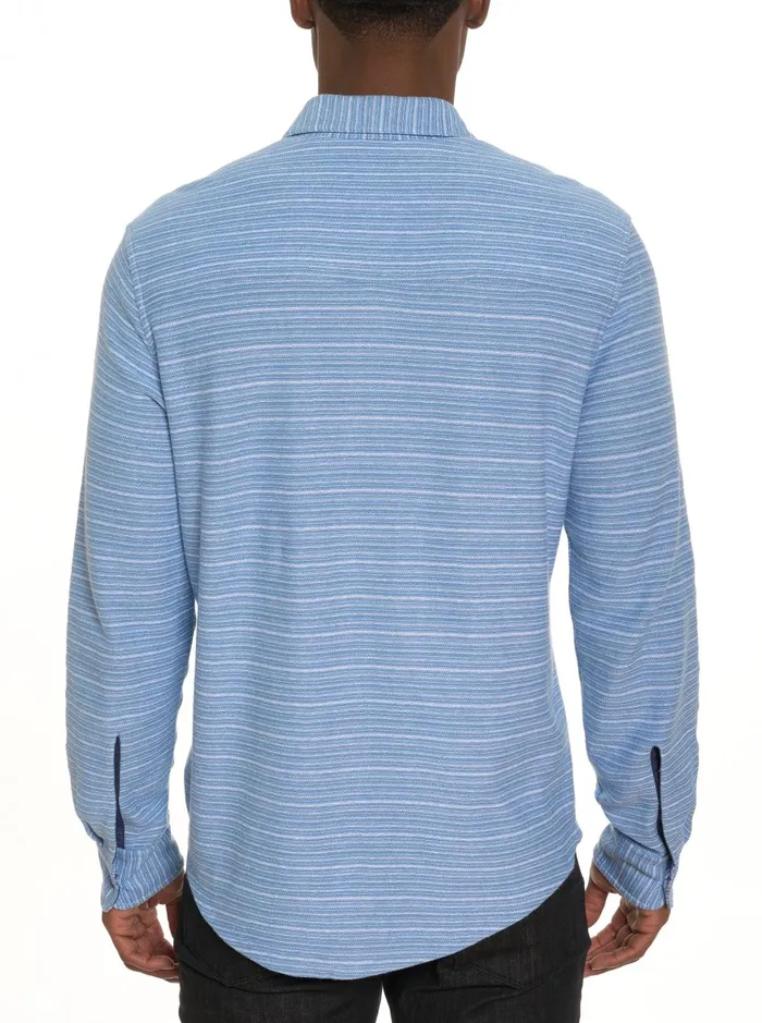 Men Long Sleeve Button Down Shirts Robert Graham ADLER LONG SLEEVE BUTTON FRONT KNIT SHIRT Light Blue