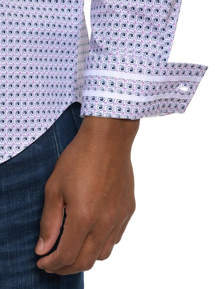 Men Long Sleeve Button Down Shirts Robert Graham KENSINGER MOTION LONG SLEEVE KNIT BUTTON DOWN SHIRT Lavender