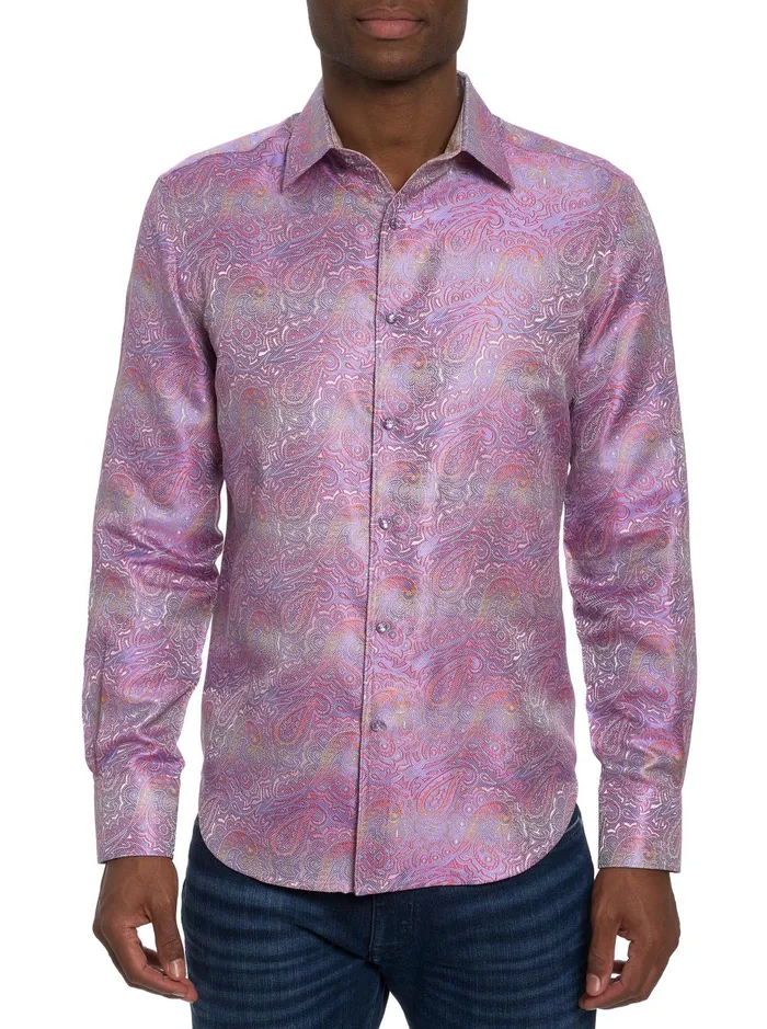 Men Long Sleeve Button Down Shirts Robert Graham LIMITED EDITION SOPHISTICATE LONG SLEEVE BUTTON DOWN SHIRT Light Pink