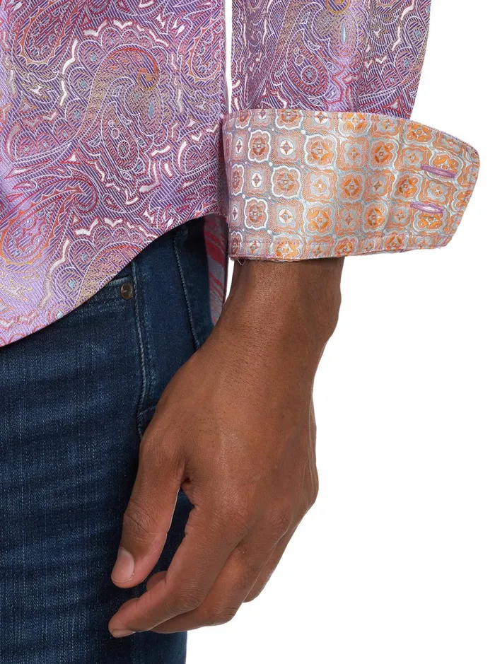 Men Long Sleeve Button Down Shirts Robert Graham LIMITED EDITION SOPHISTICATE LONG SLEEVE BUTTON DOWN SHIRT Light Pink