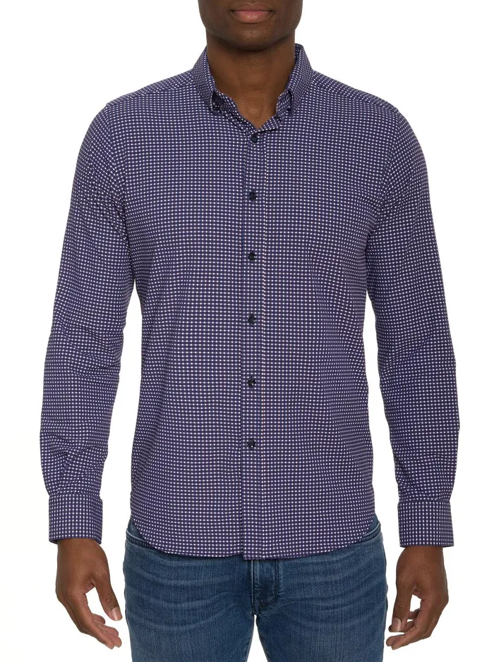 Men Long Sleeve Button Down Shirts Robert Graham LONARDO MOTION LONG SLEEVE BUTTON DOWN SHIRT Blue
