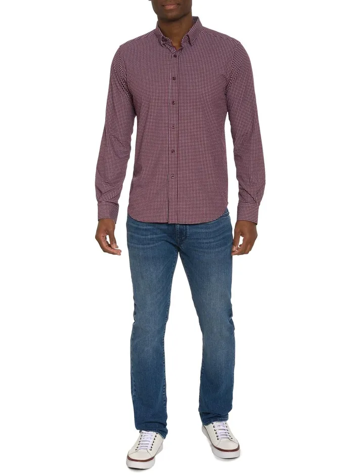 Men Long Sleeve Button Down Shirts Robert Graham LONARDO MOTION LONG SLEEVE BUTTON DOWN SHIRT Blue