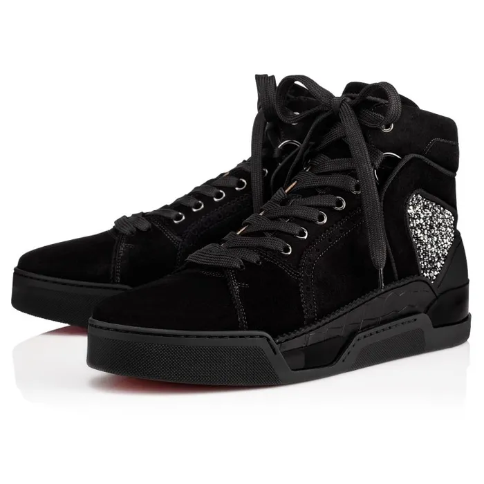 Men Loubikick Hightop Sneakers 8211 Suede 8211 Black Christian Louboutin Sneakers